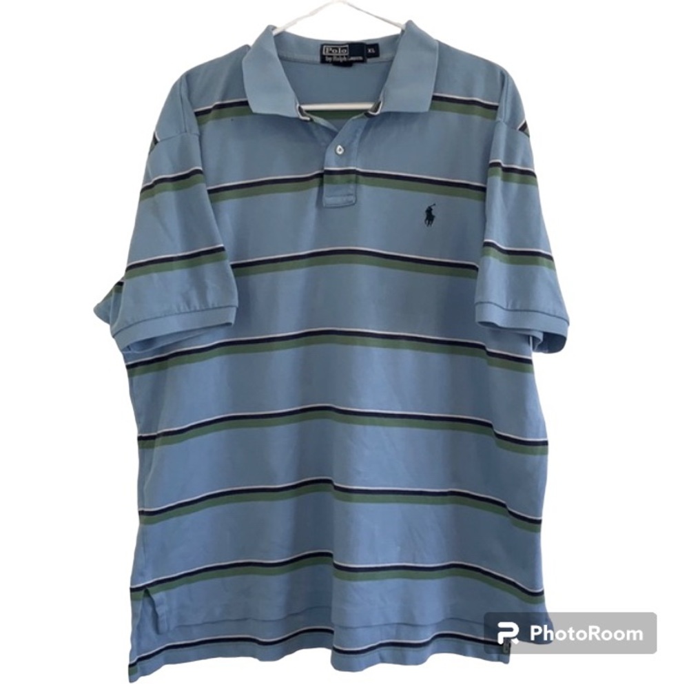 POLO RALPH LAUREN MENS POLO SHIRT COLLAR STRIPED SHORT SLEEVE SIZE XL